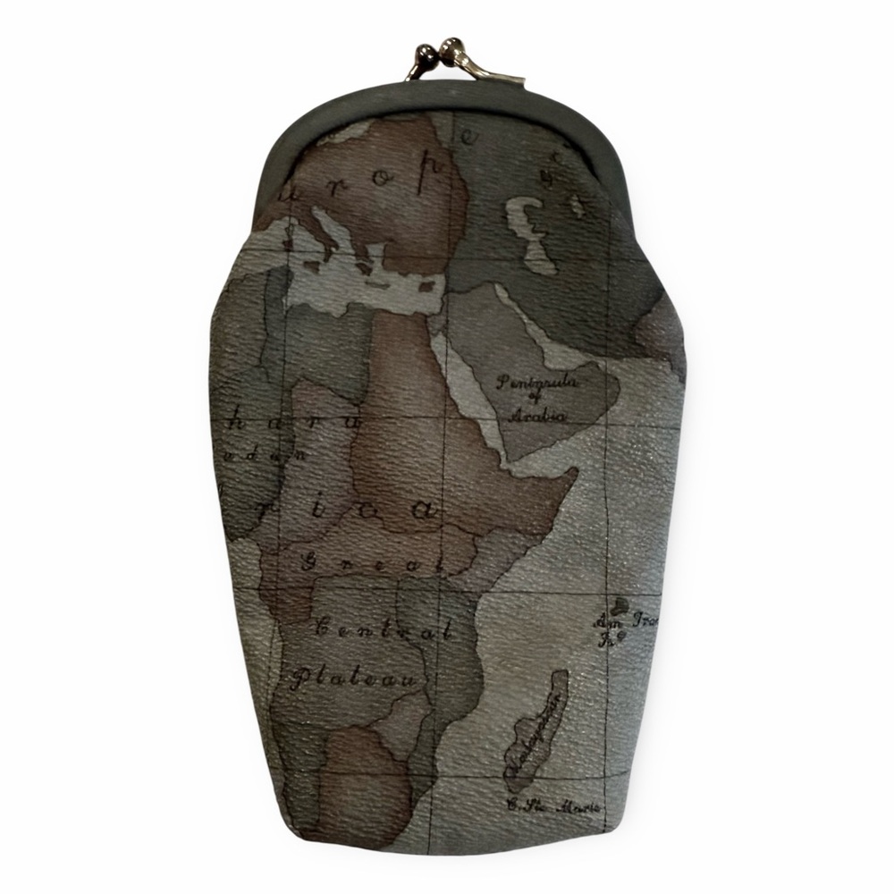 Vintage Gitamo 80s Grey Atlas Map Print Travel Accessory Bags